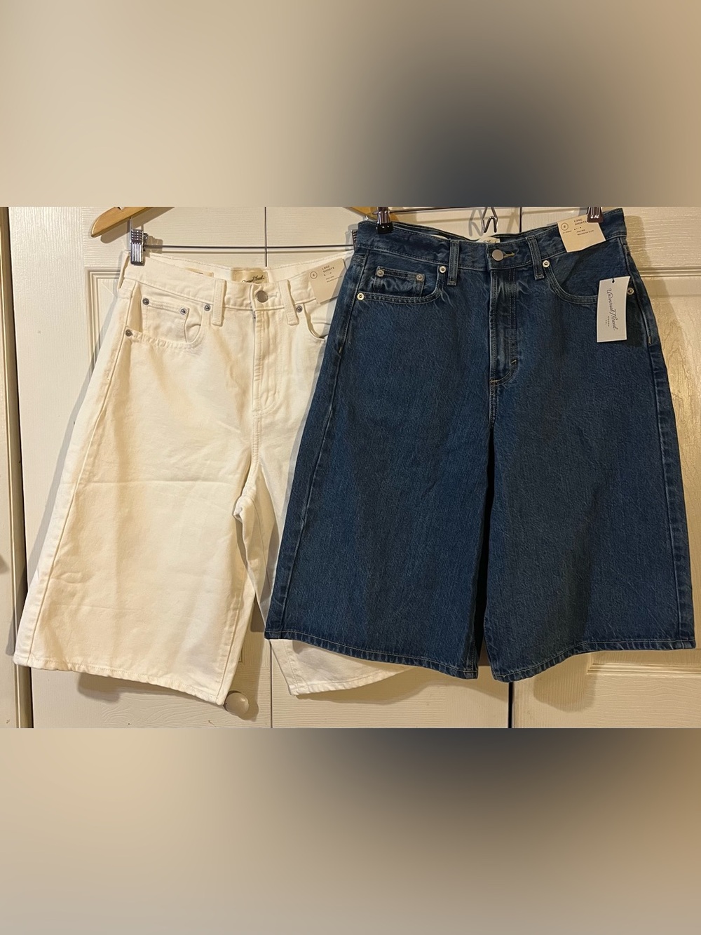 Universal Thread Long Denim Shorts High Rise Relaxed Blue/White *2 Pairs* NWT’s